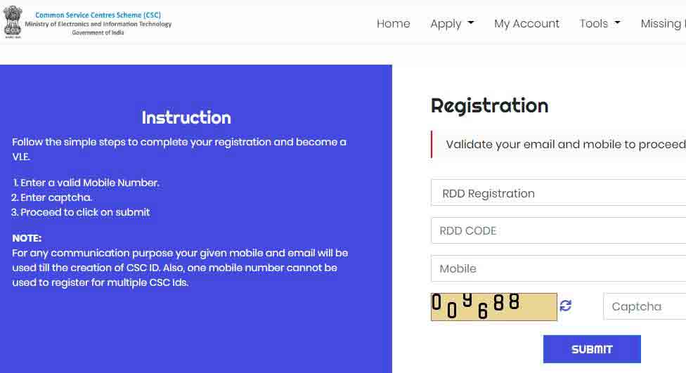 CSC Registration RDD Code